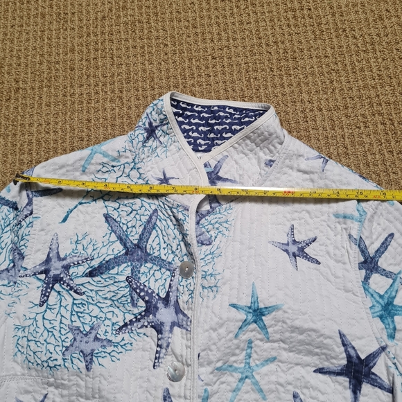 Patty Kim Quilt Jacket Long sleeve Starfish Print Button Front Size S - Picture 13 of 16